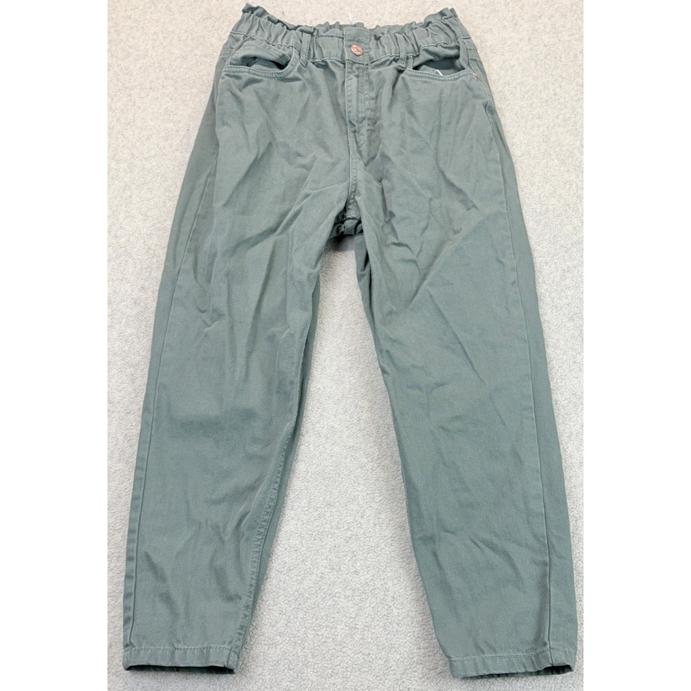 Zudio Womens Boston Slouchy Mom Jeans Green Elastic Waist High Rise Pockets 32/L
